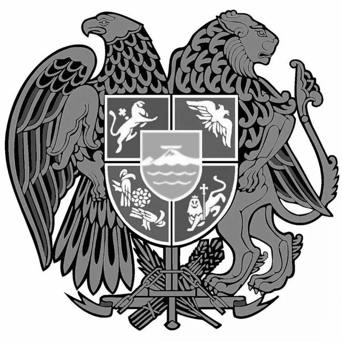 Luxury coloring coat of arms of armenia