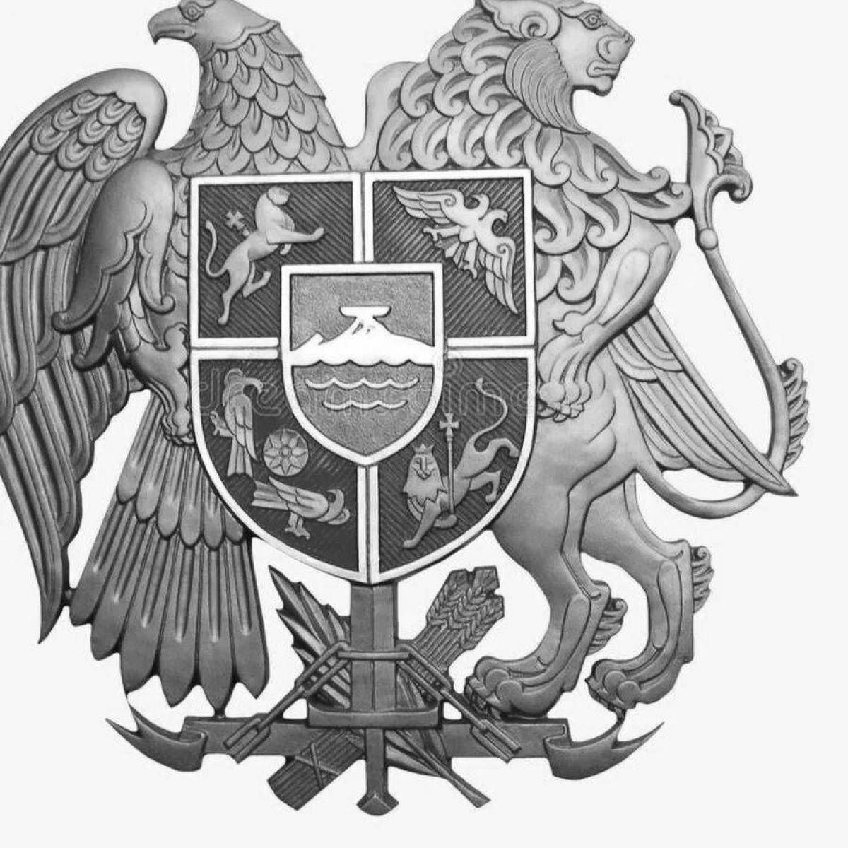 Glowing coloring coat of arms of armenia