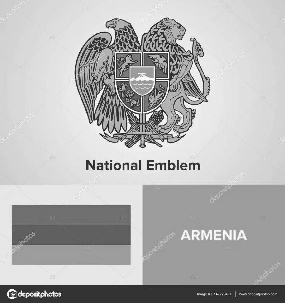Coloring page majestic coat of arms of armenia