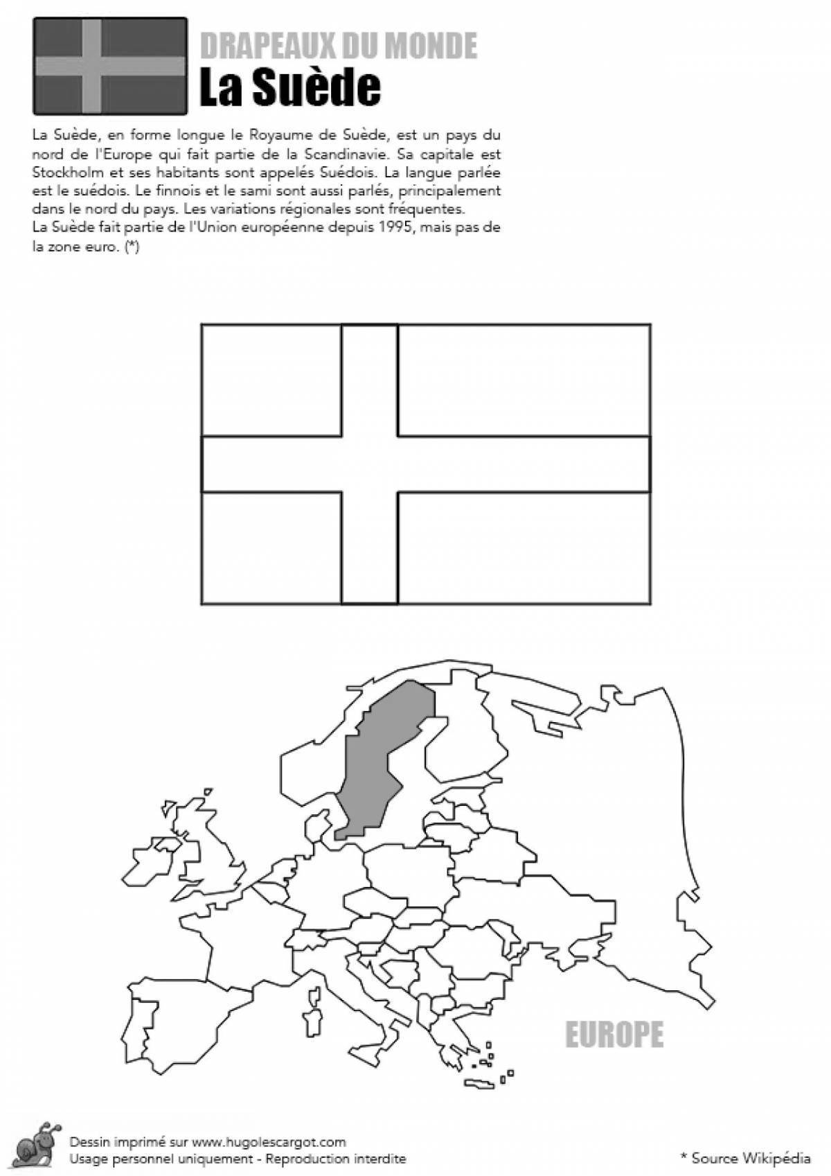 Exciting sweden flag coloring page