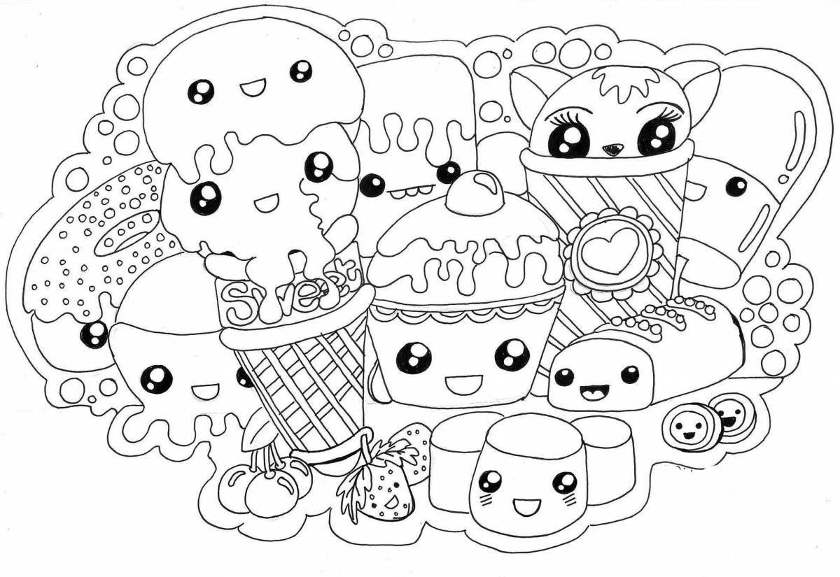 Colorful squishy food coloring page