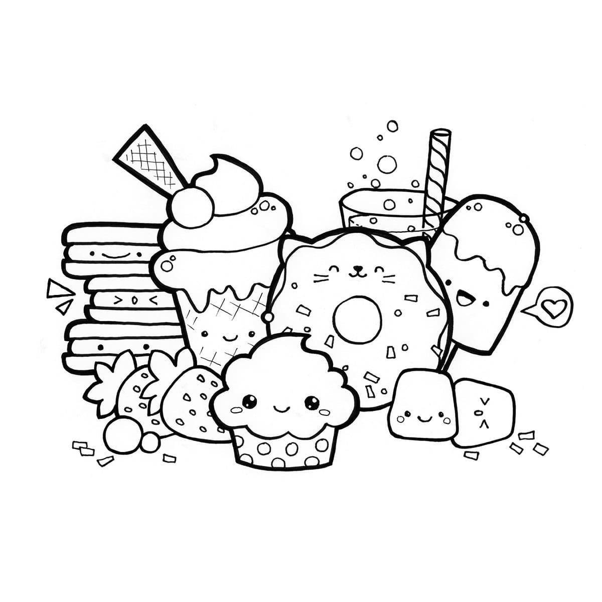 Attractive squishy food coloring page