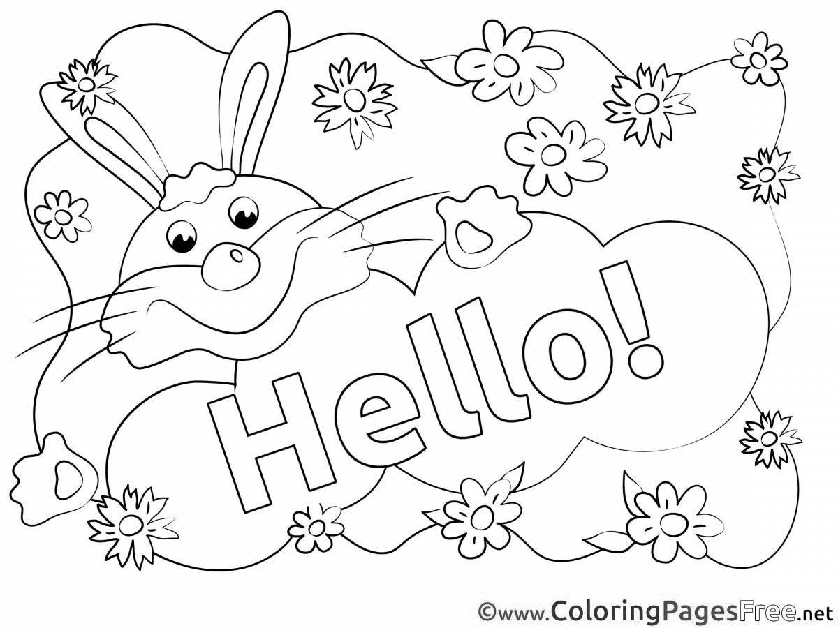 Colorful hello goodbye coloring page