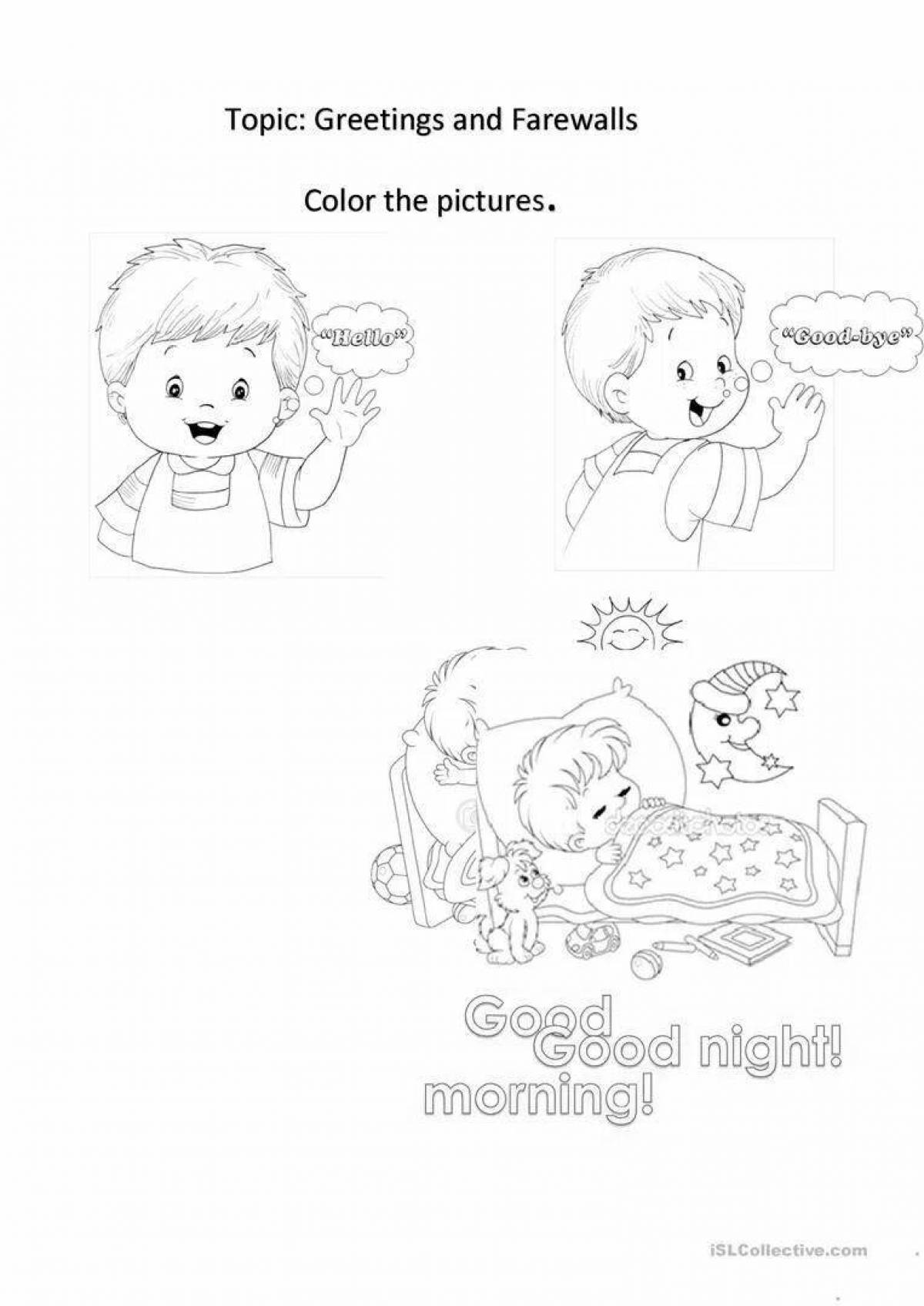 Цветная страница hello goodbye coloring page