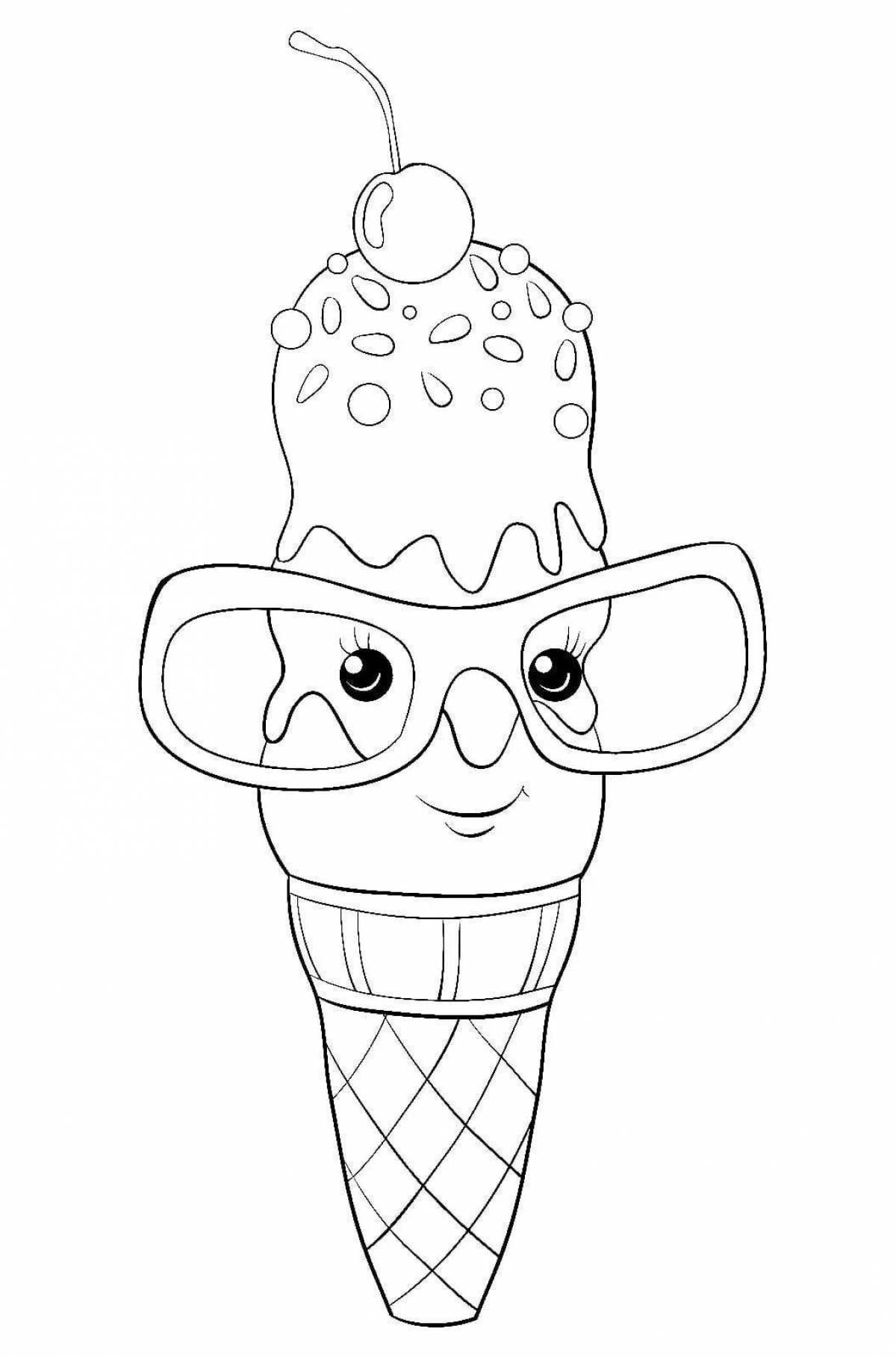 Coloring page joyful ice cream mask