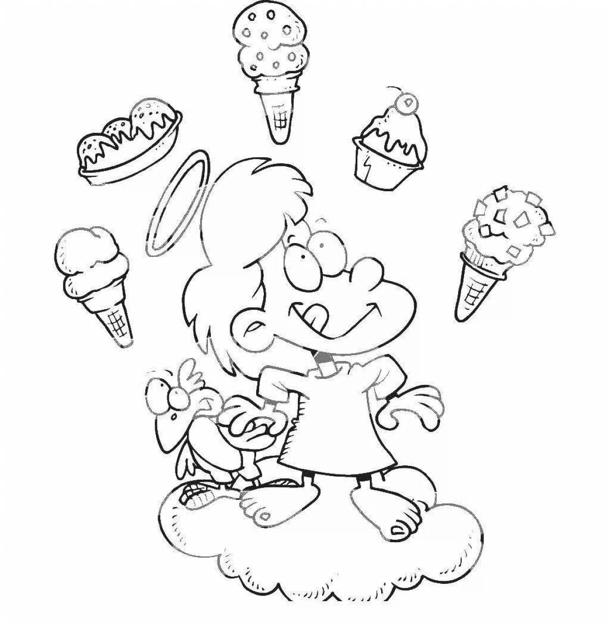 Delicious ice cream mask coloring page