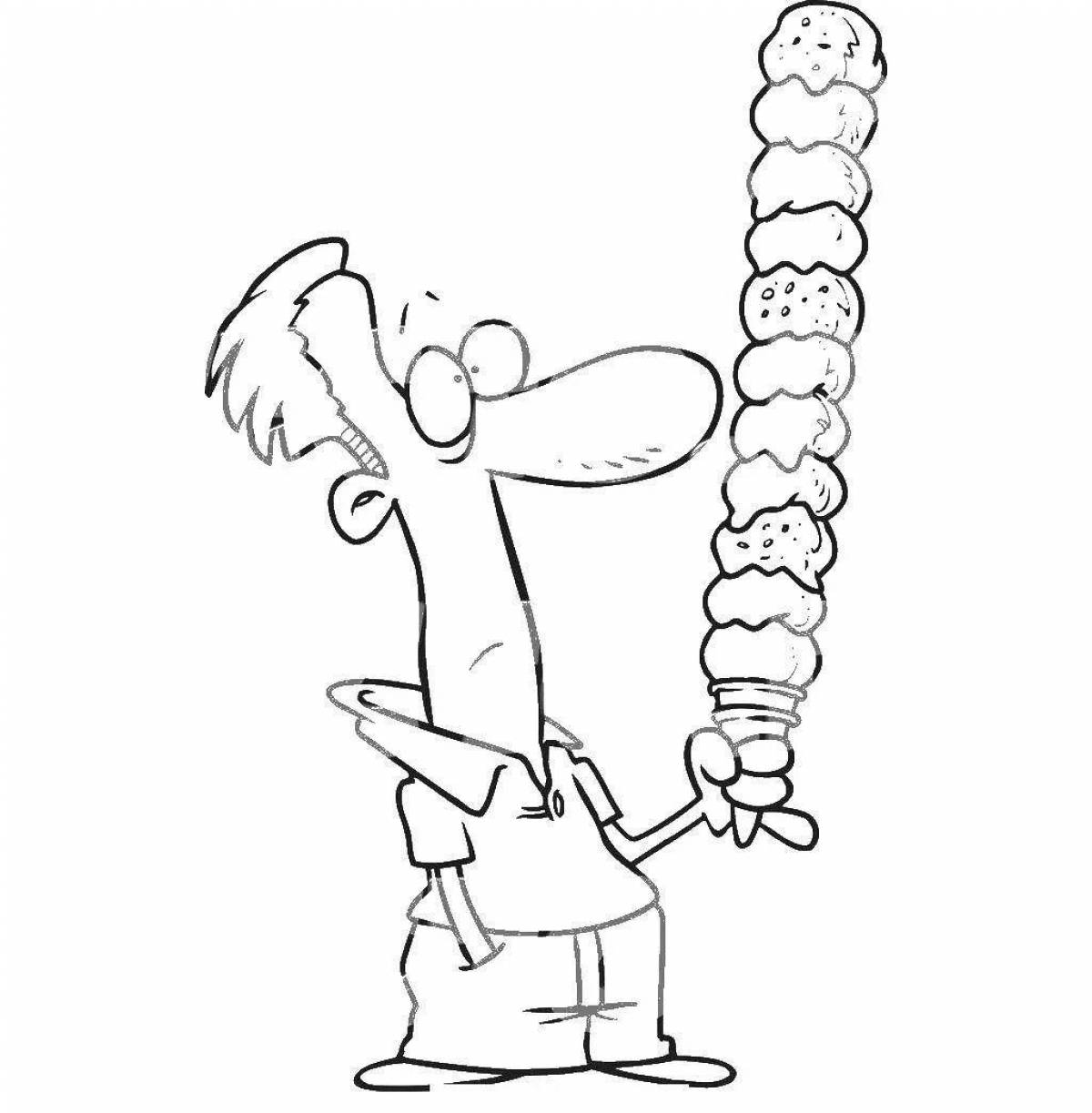 Раскраска яркая маска мороженого