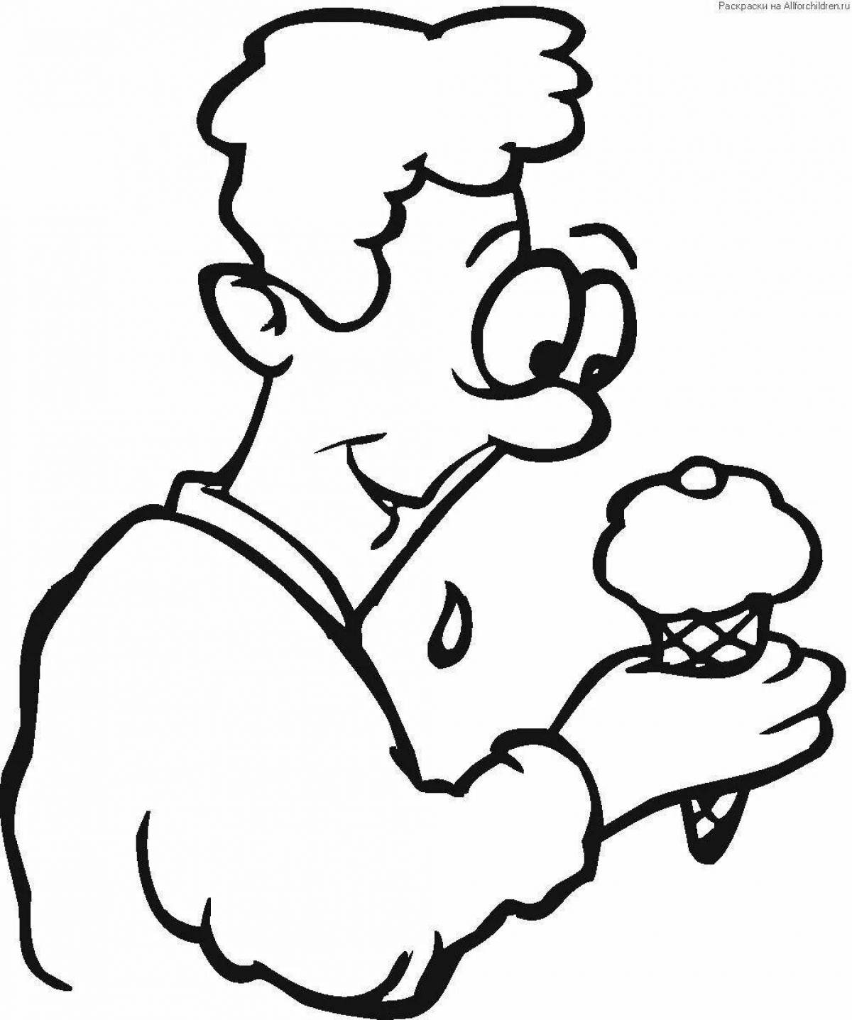 Раскраска забавная маска мороженого