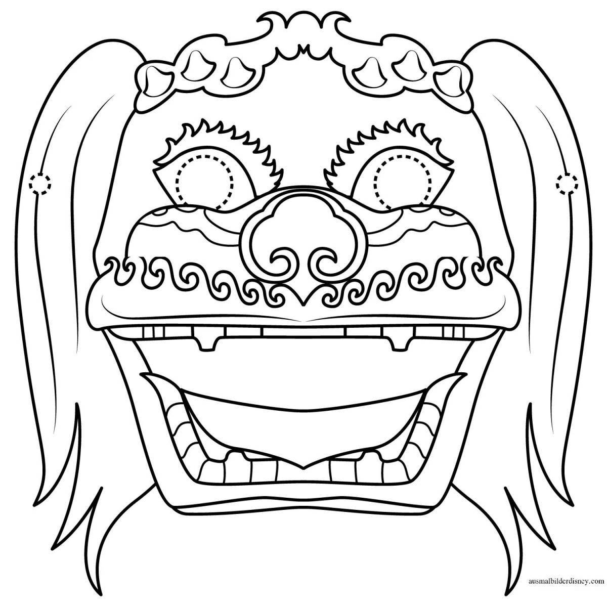 Coloring page ice cream mask filled with joy