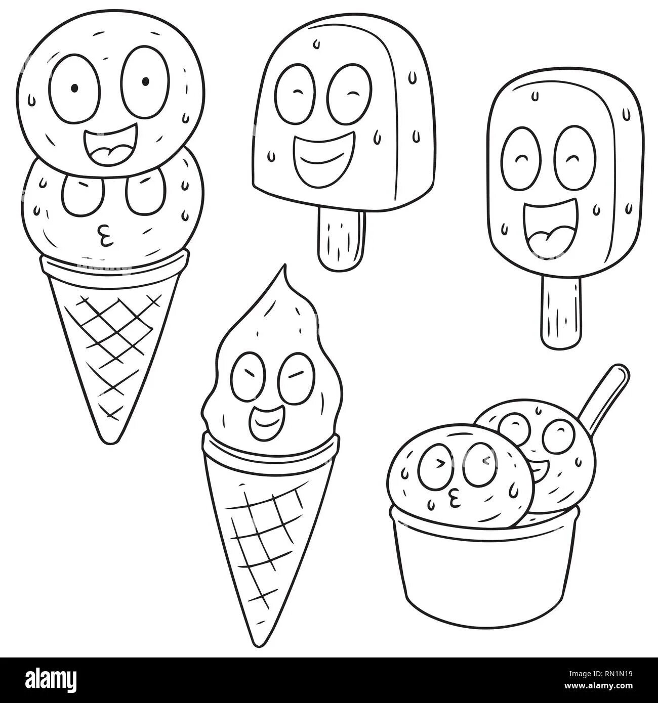 Crazy color ice cream mask coloring page
