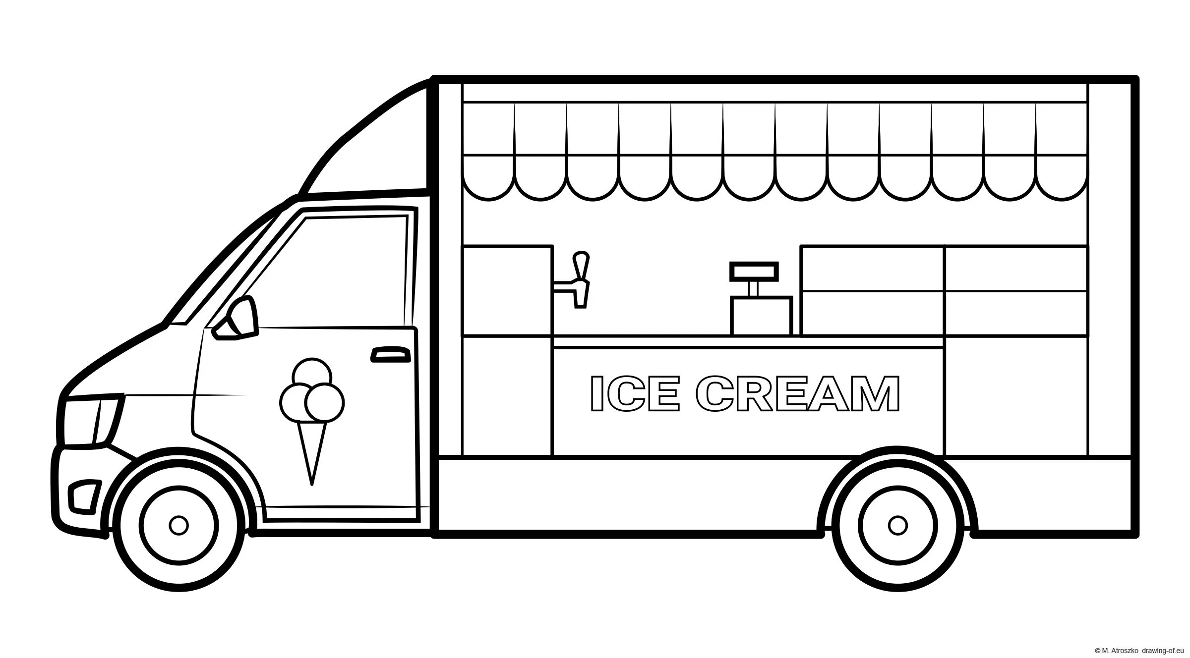Colored ice cream mask coloring page