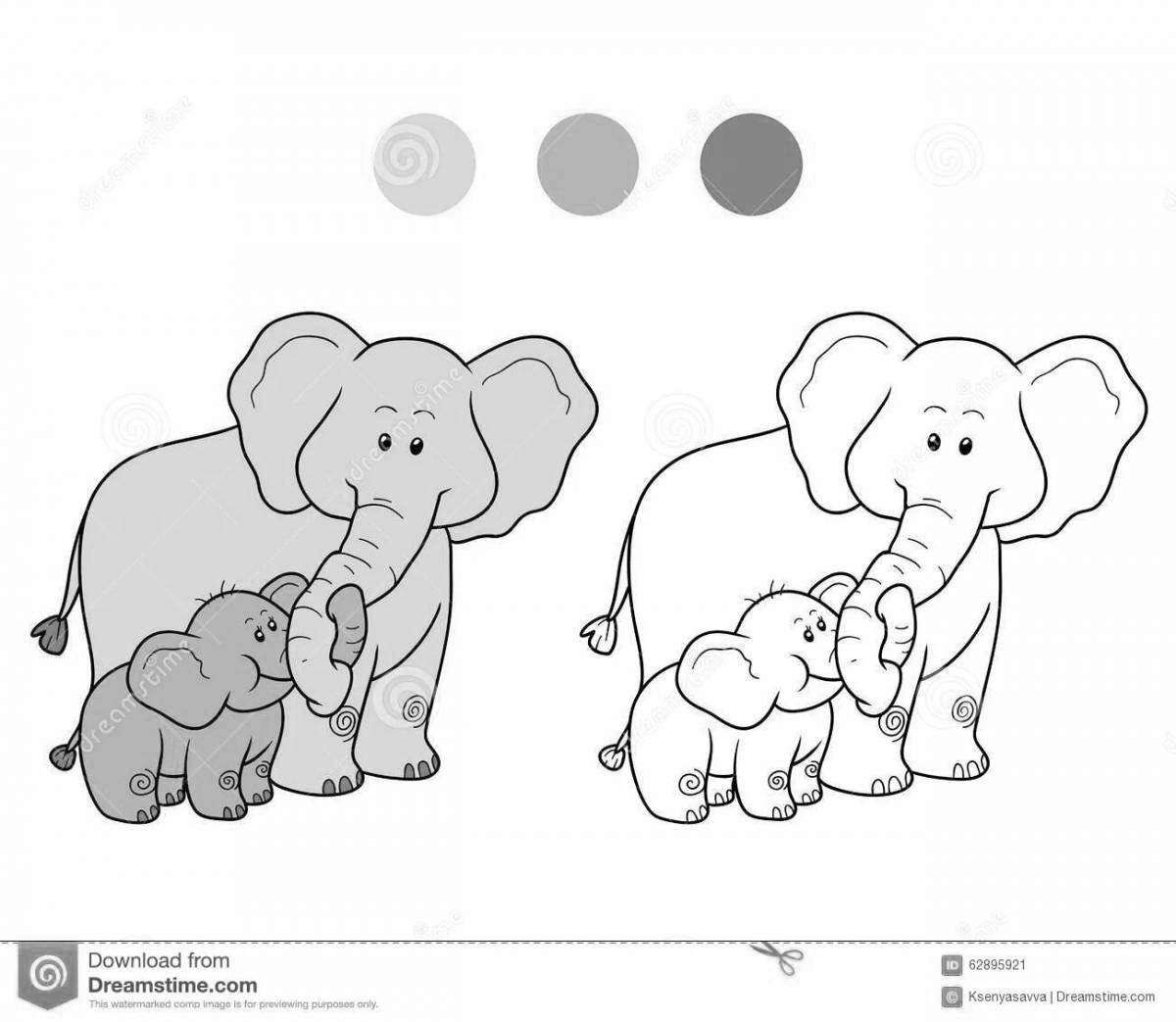 Colorful elephant coloring page