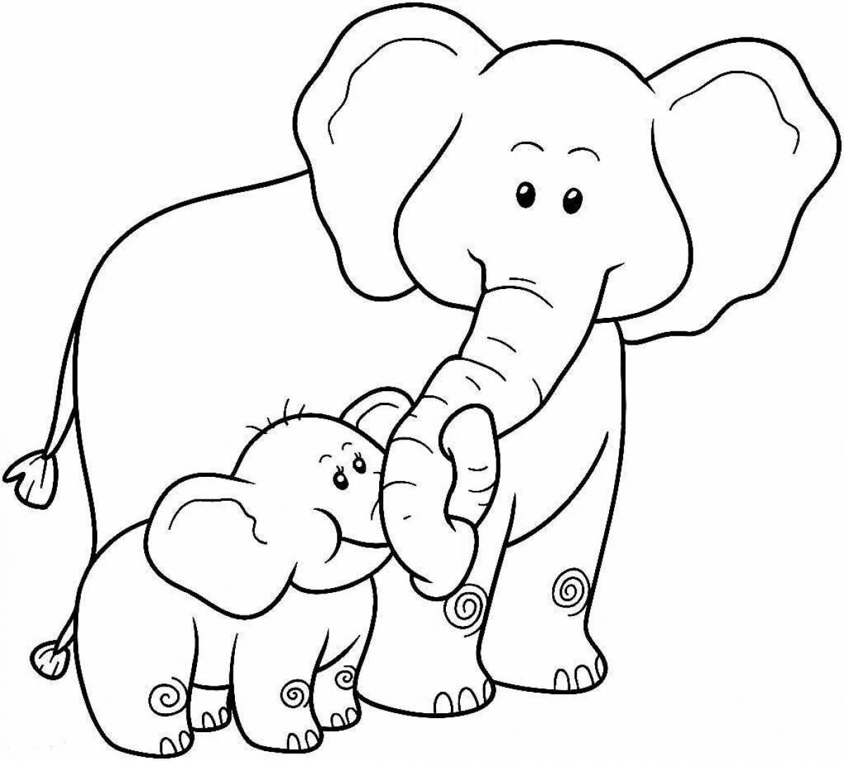 Playful elephant coloring page