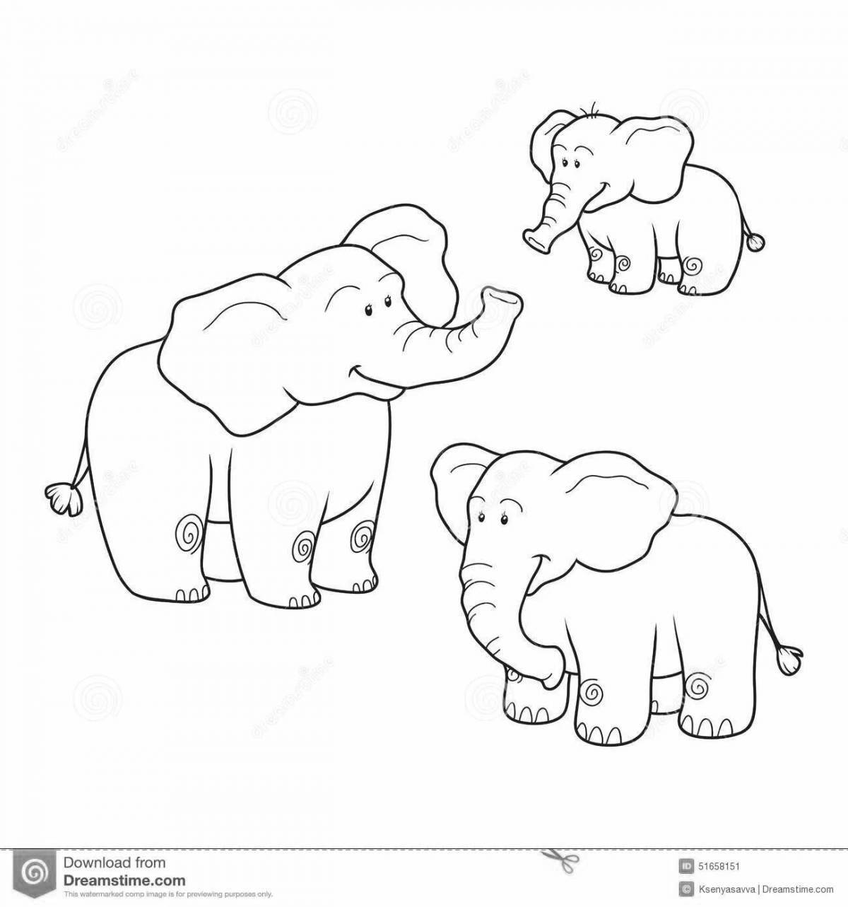Happy elephant coloring