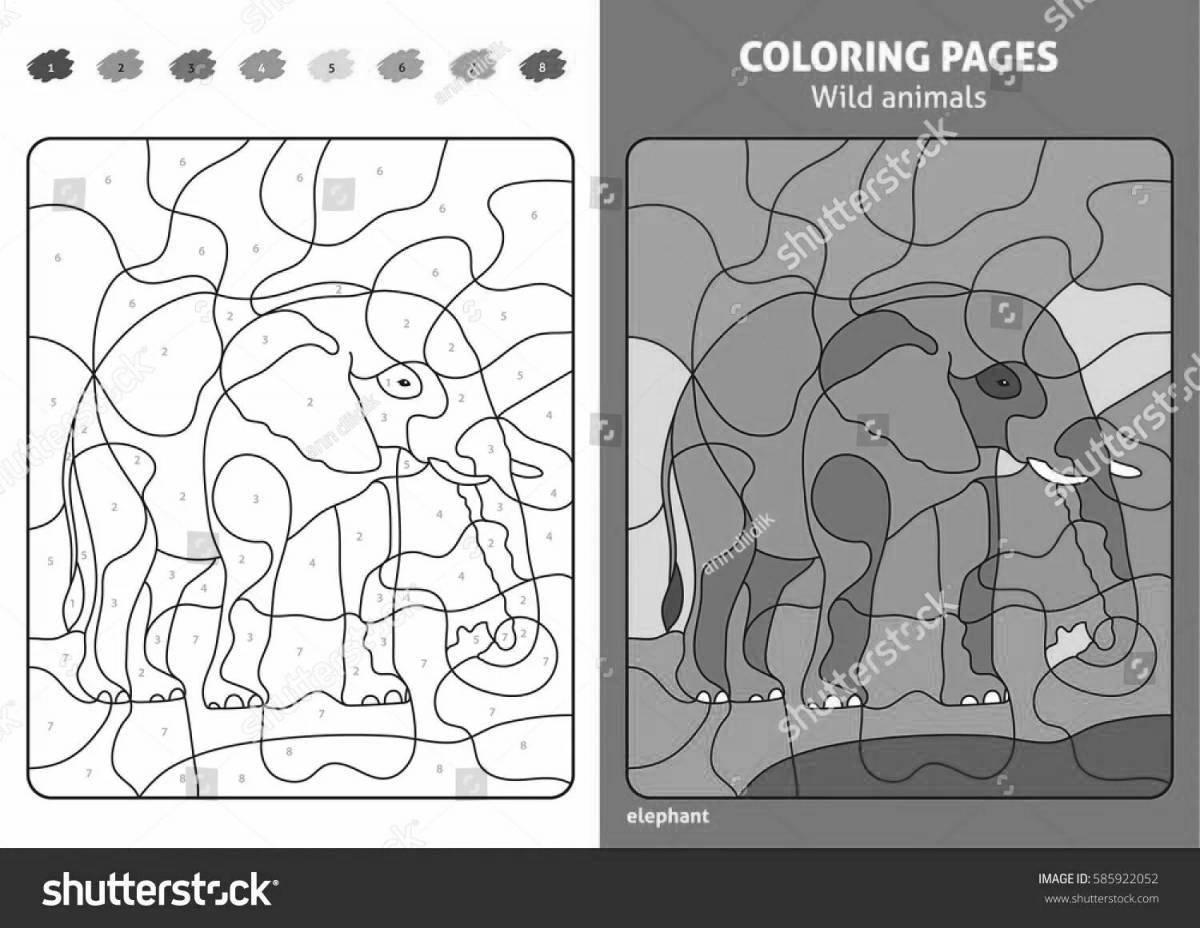 Яркая страница раскраски слонов