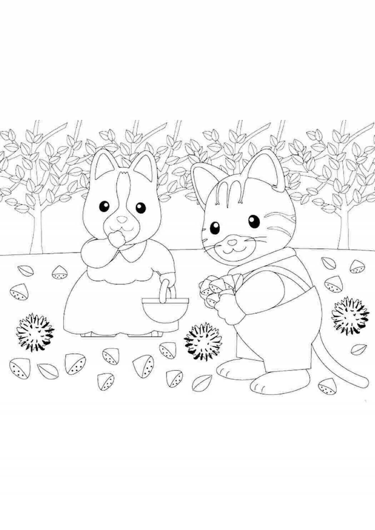 Radiant sylvanian families coloring page