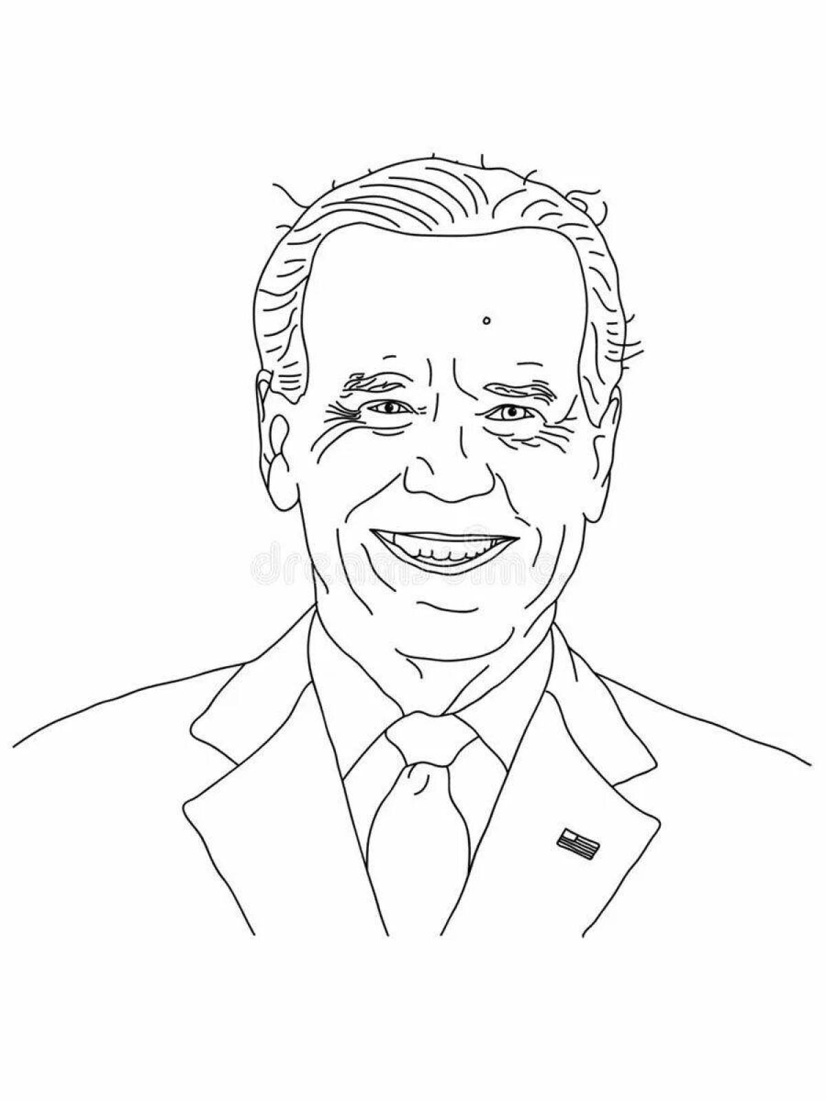 Colorful joe biden coloring page