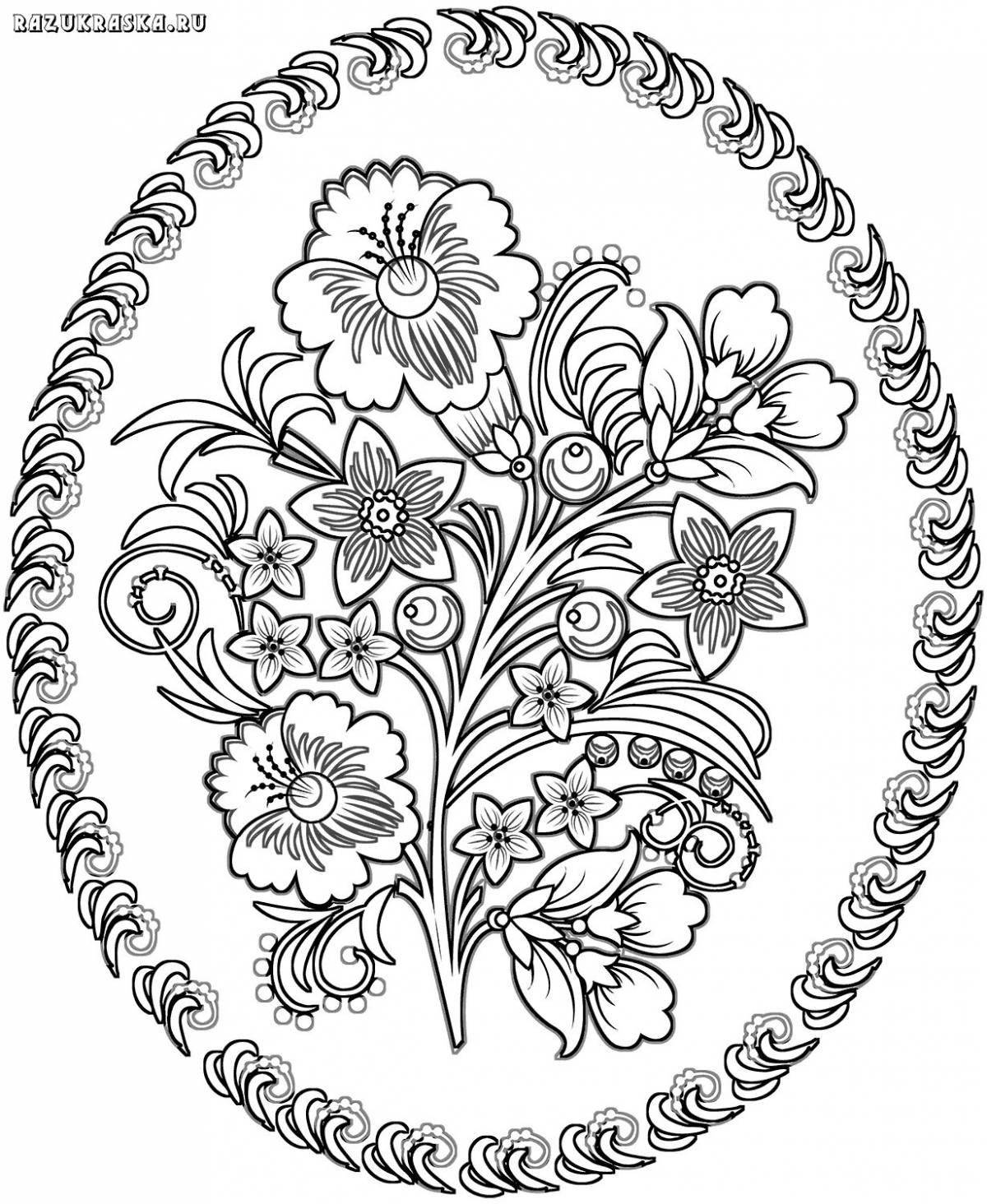 Photo Delightful coloring Khokhloma patterns