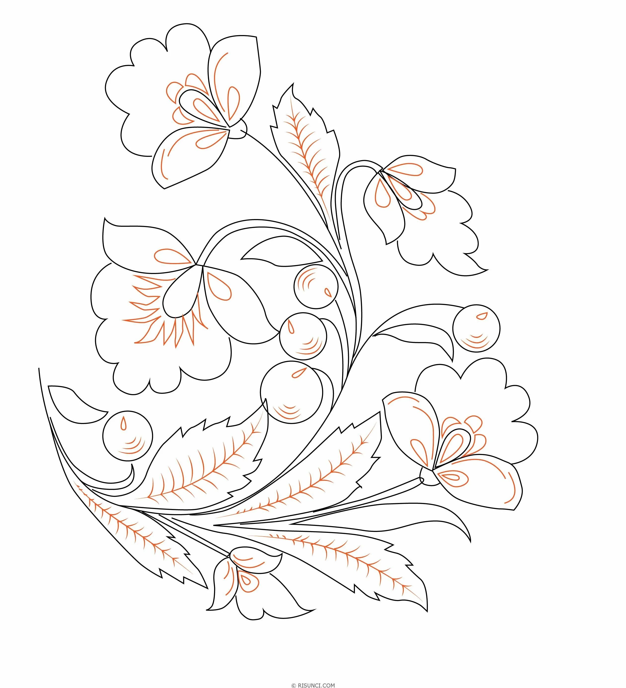 Photo Violent coloring Khokhloma patterns