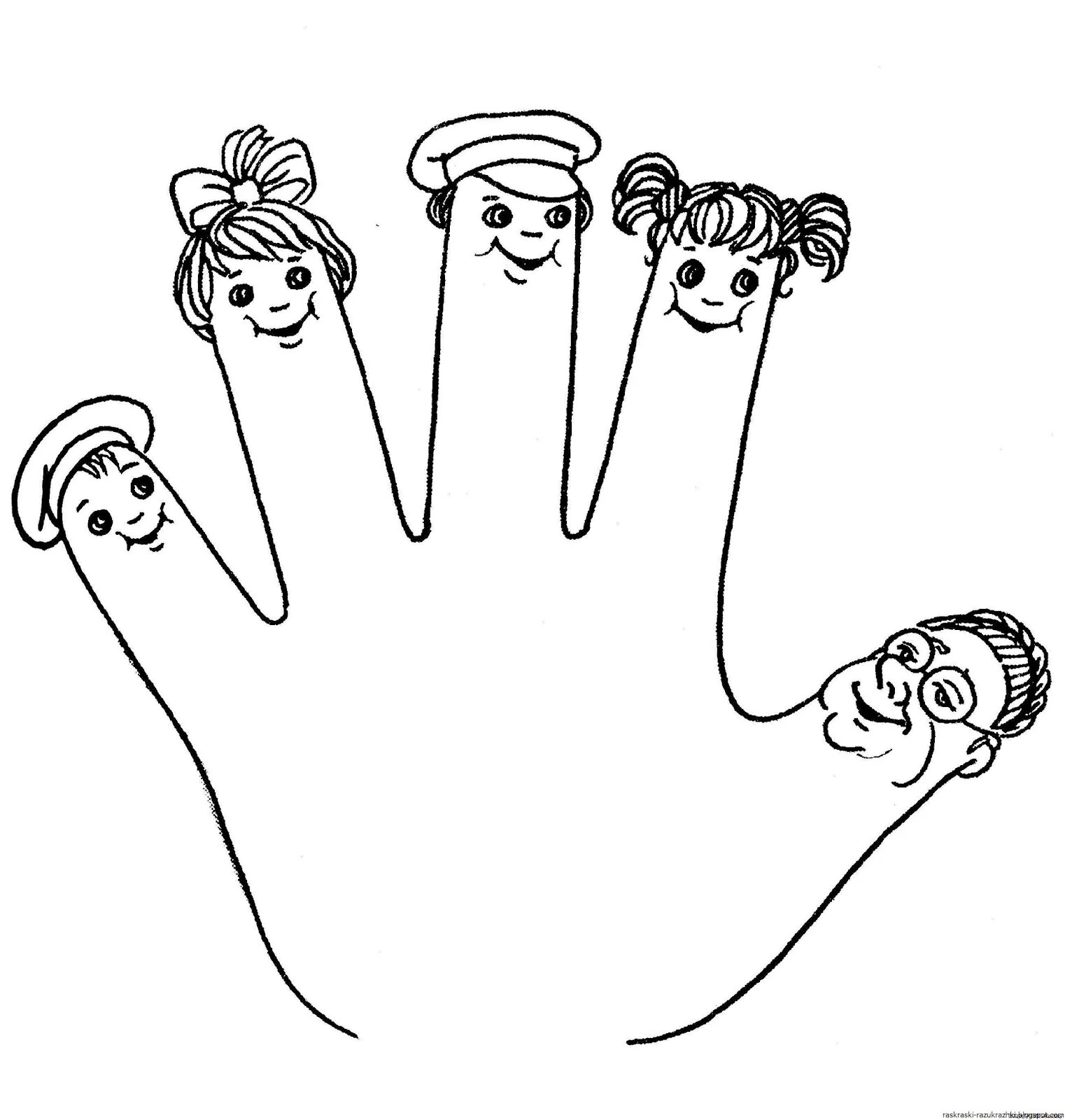 Color-party finger theater coloring page