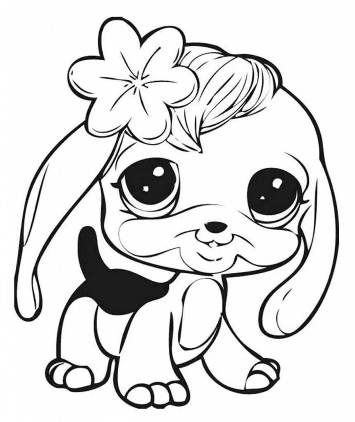 Coloring page playful cute puppy