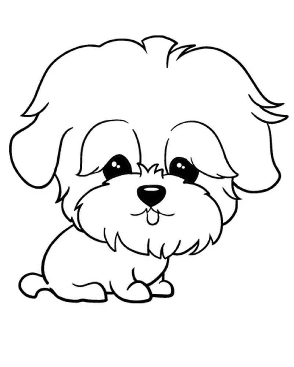 Coloring page funny cute puppy