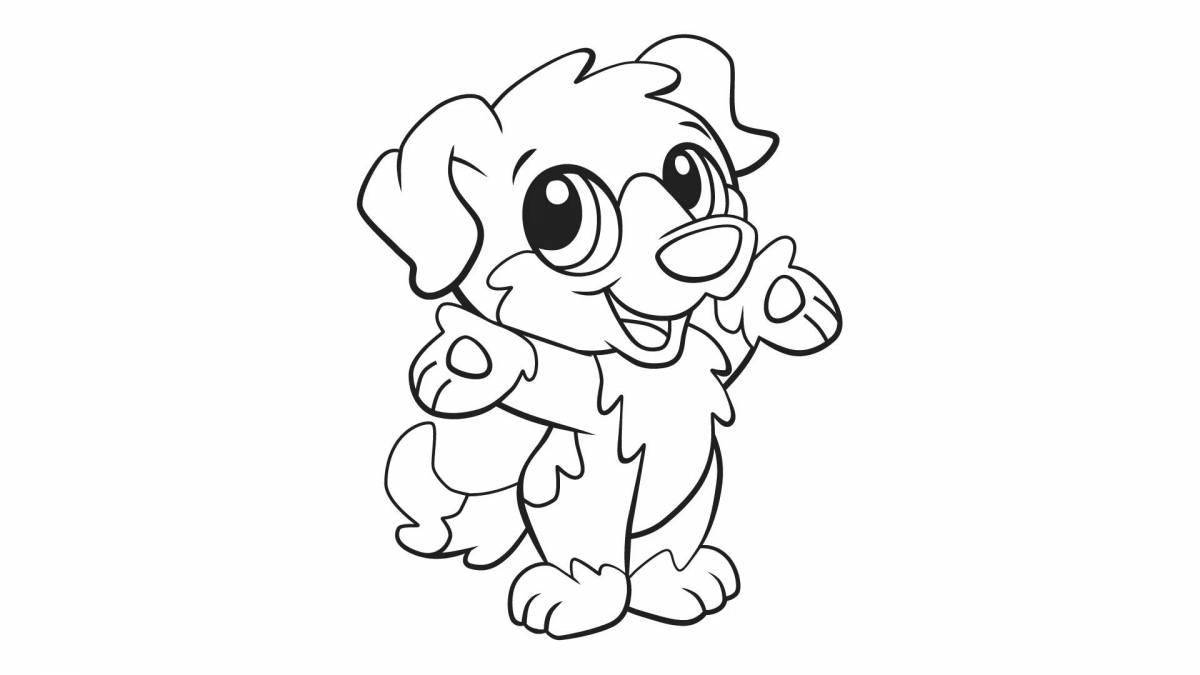 Lively cute puppy coloring page