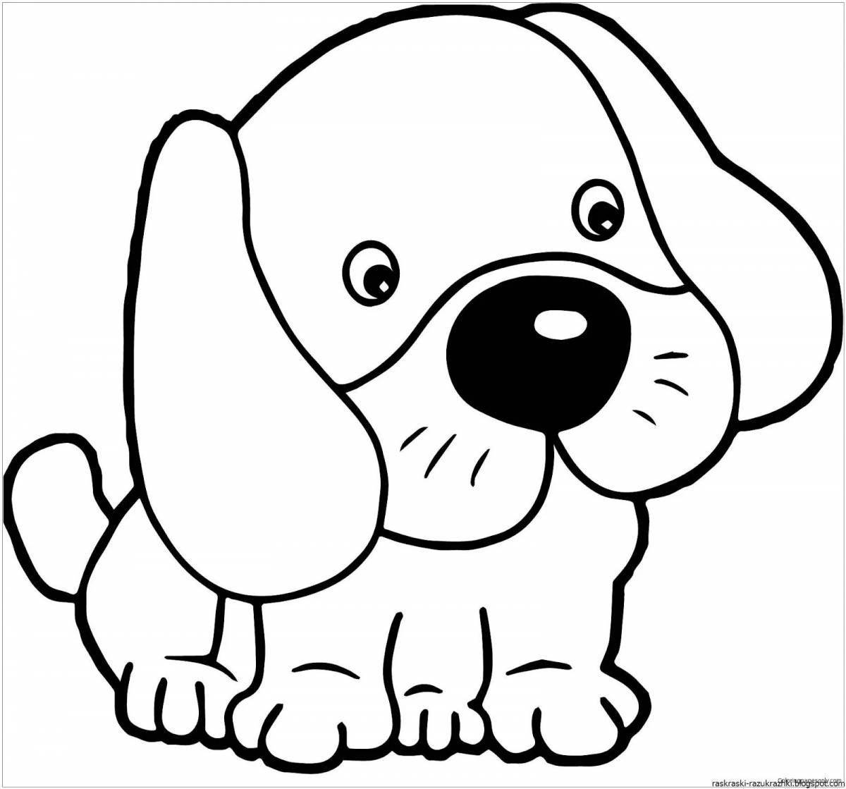 Coloring page affectionate cute puppy