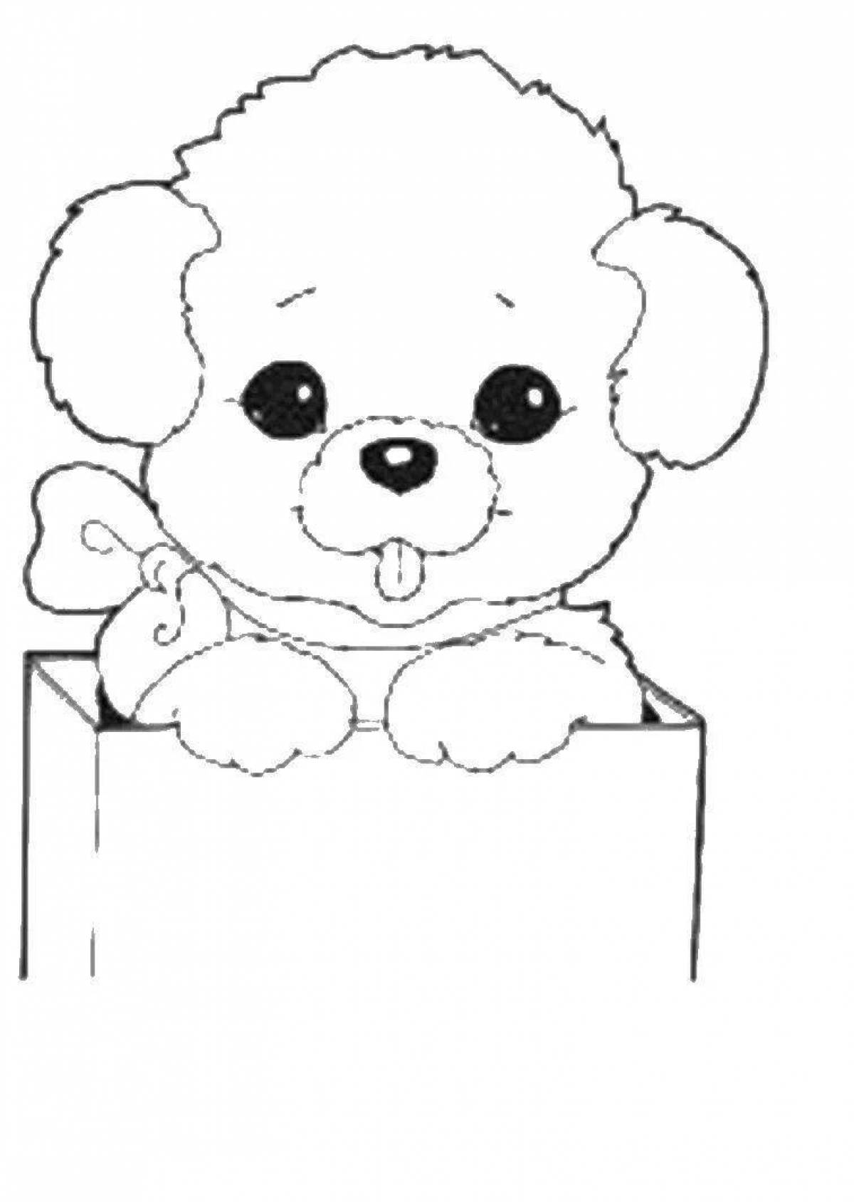 Coloring page inquisitive cute puppy