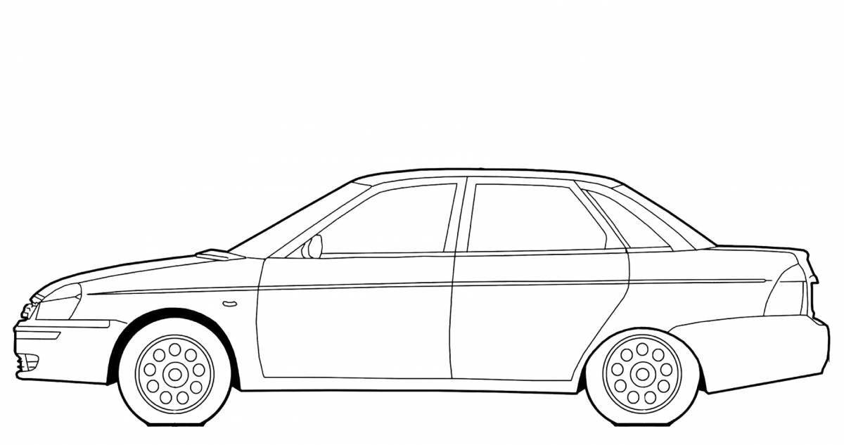 Игривая страница раскраски lada sedan