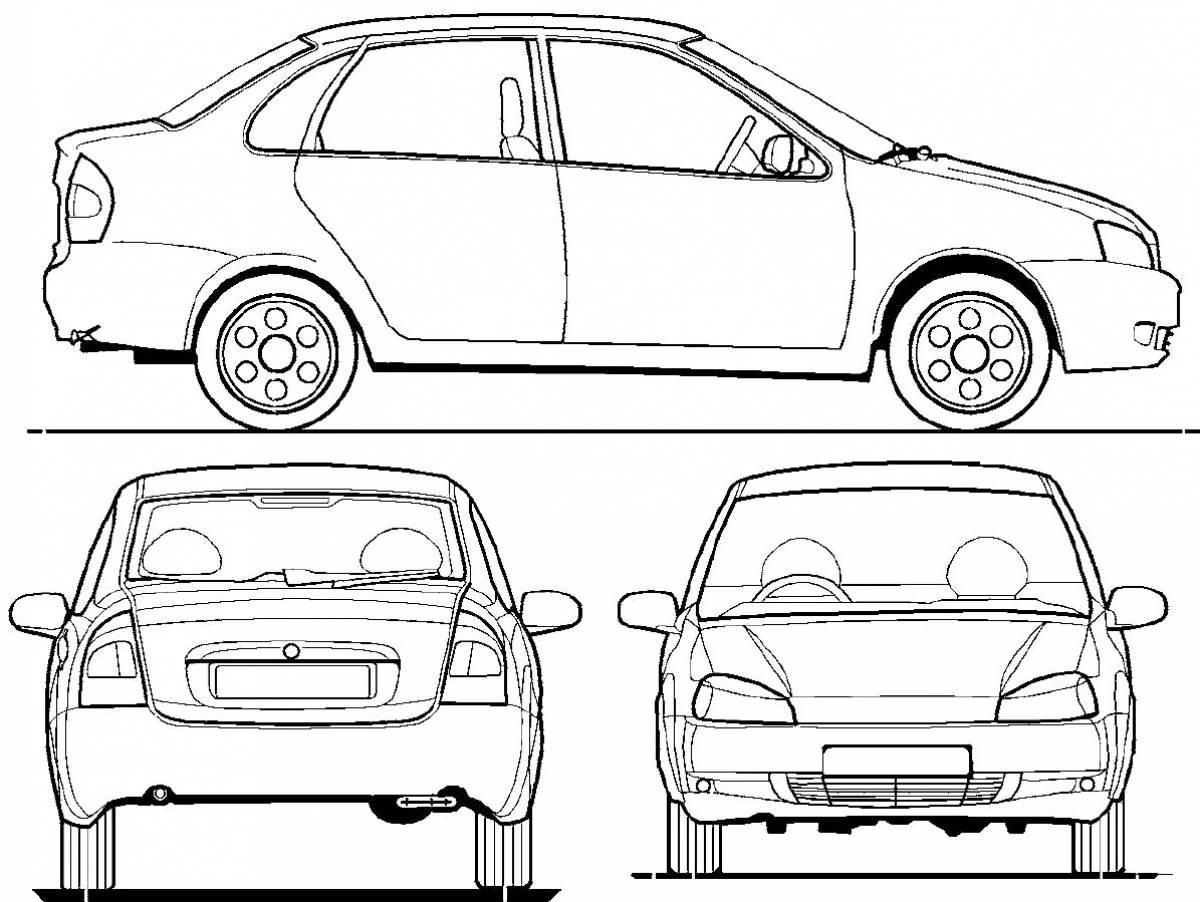 Coloring book flashing Lada sedan