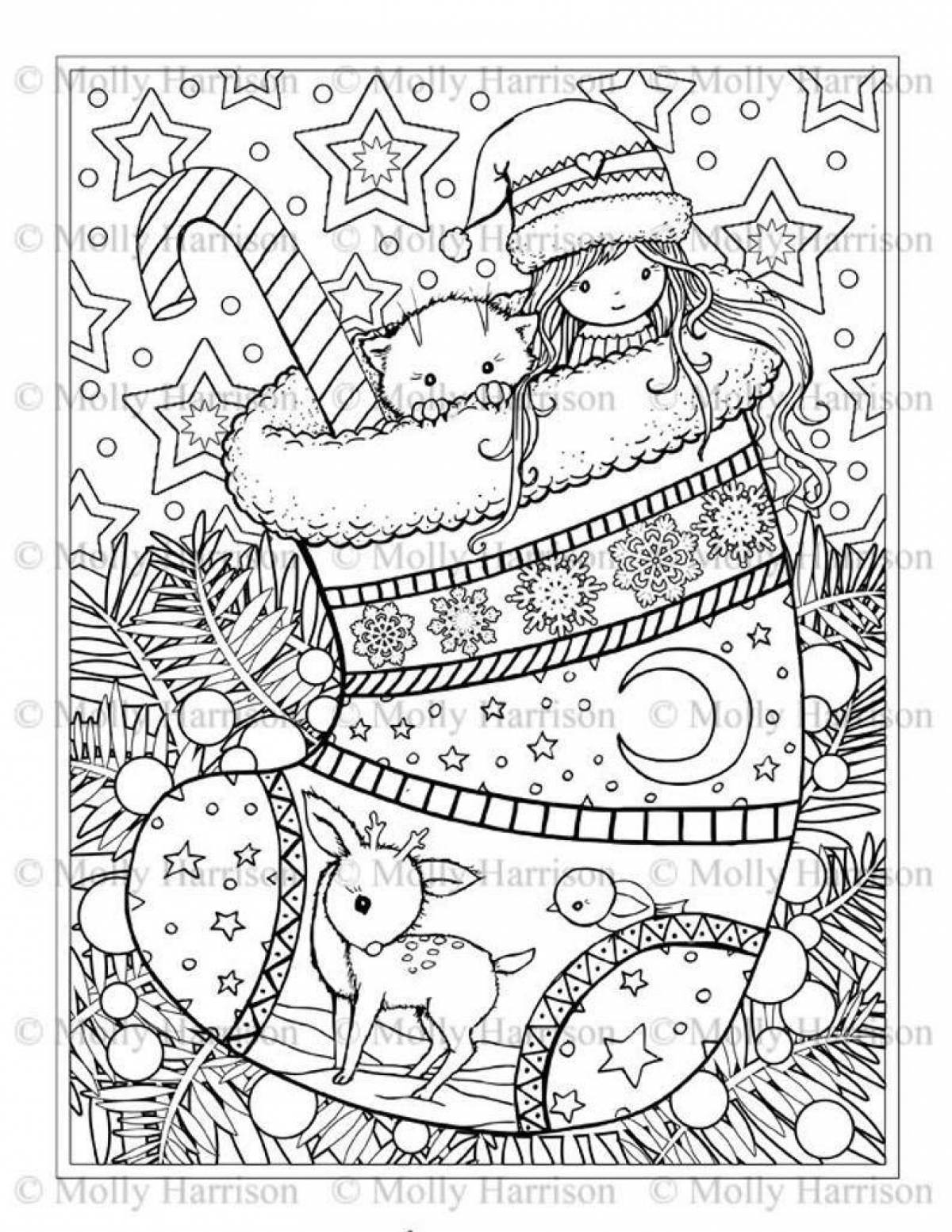 Serene coloring page антистрессовое рождество