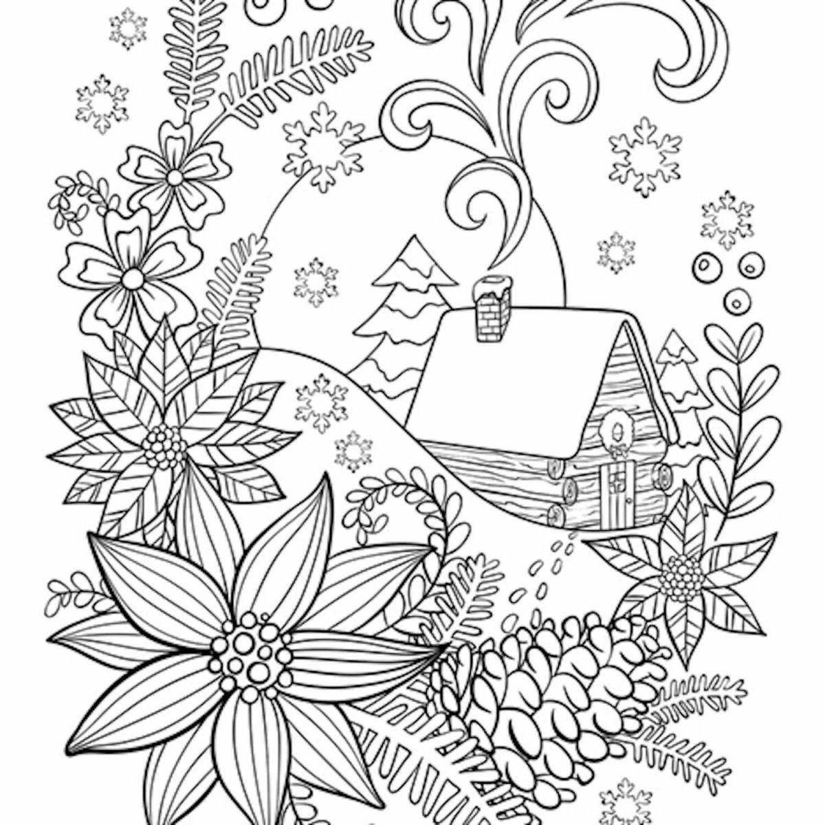 Radiant coloring page antistress christmas