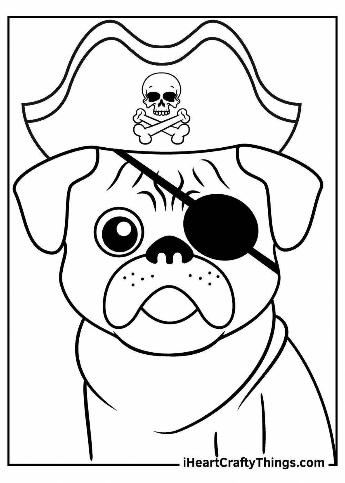 Colorful pj pug coloring page