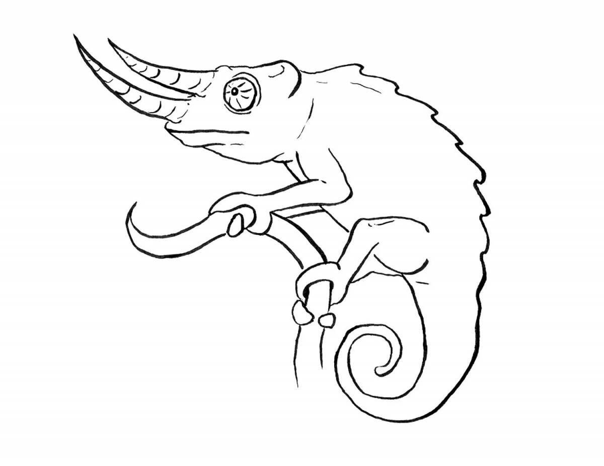 Coloring page cheerful chameleon