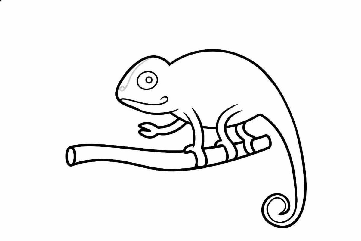 Happy chameleon coloring page