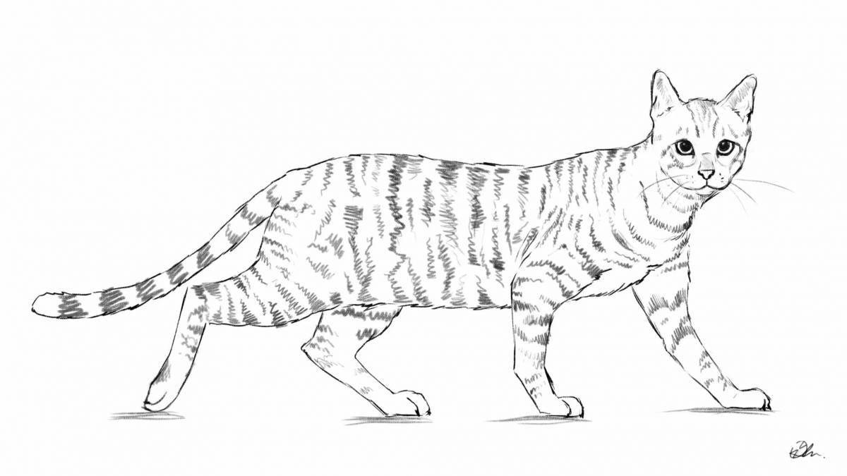 Adorable cane cat coloring page