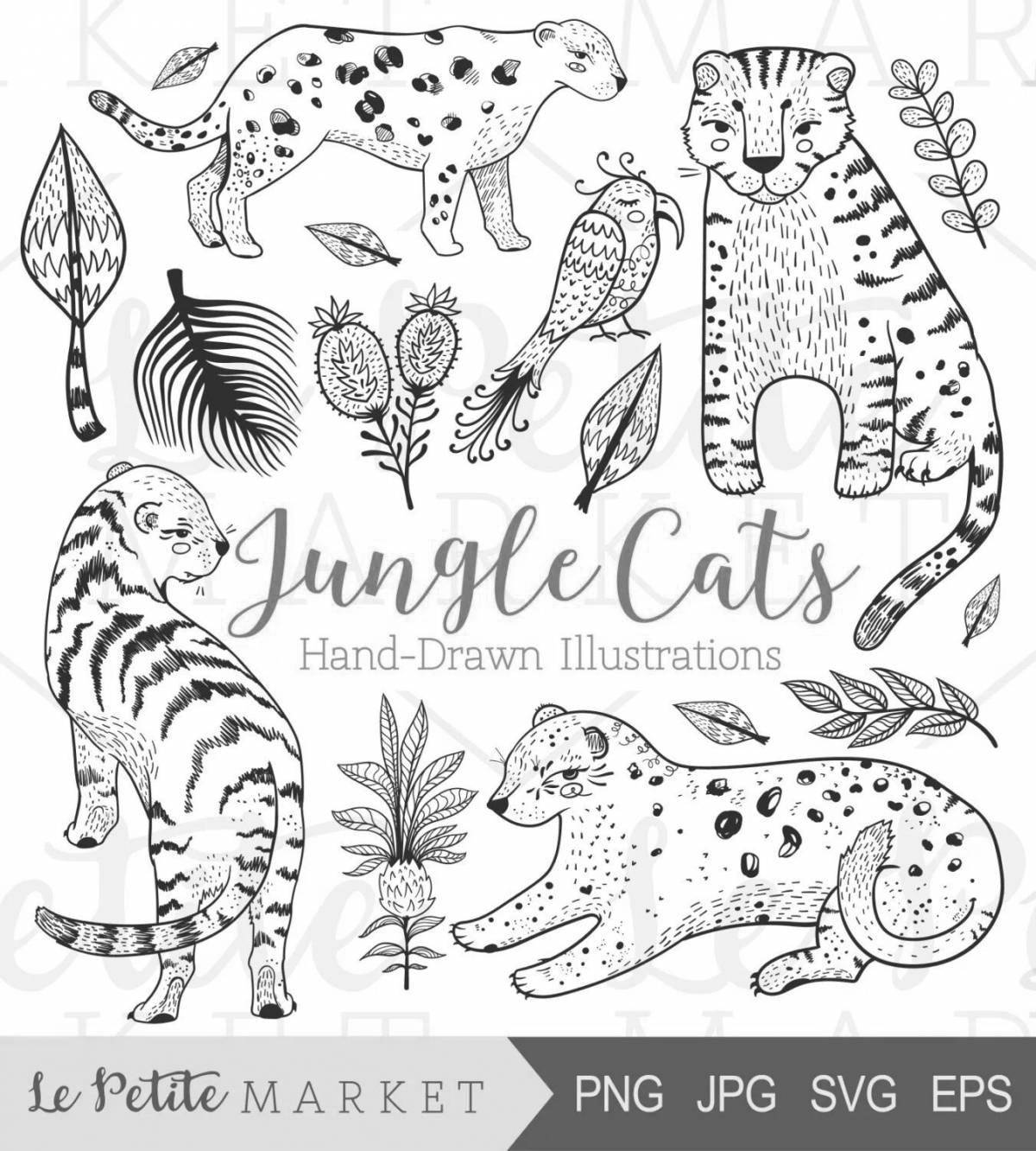 Coloring playful jungle cat