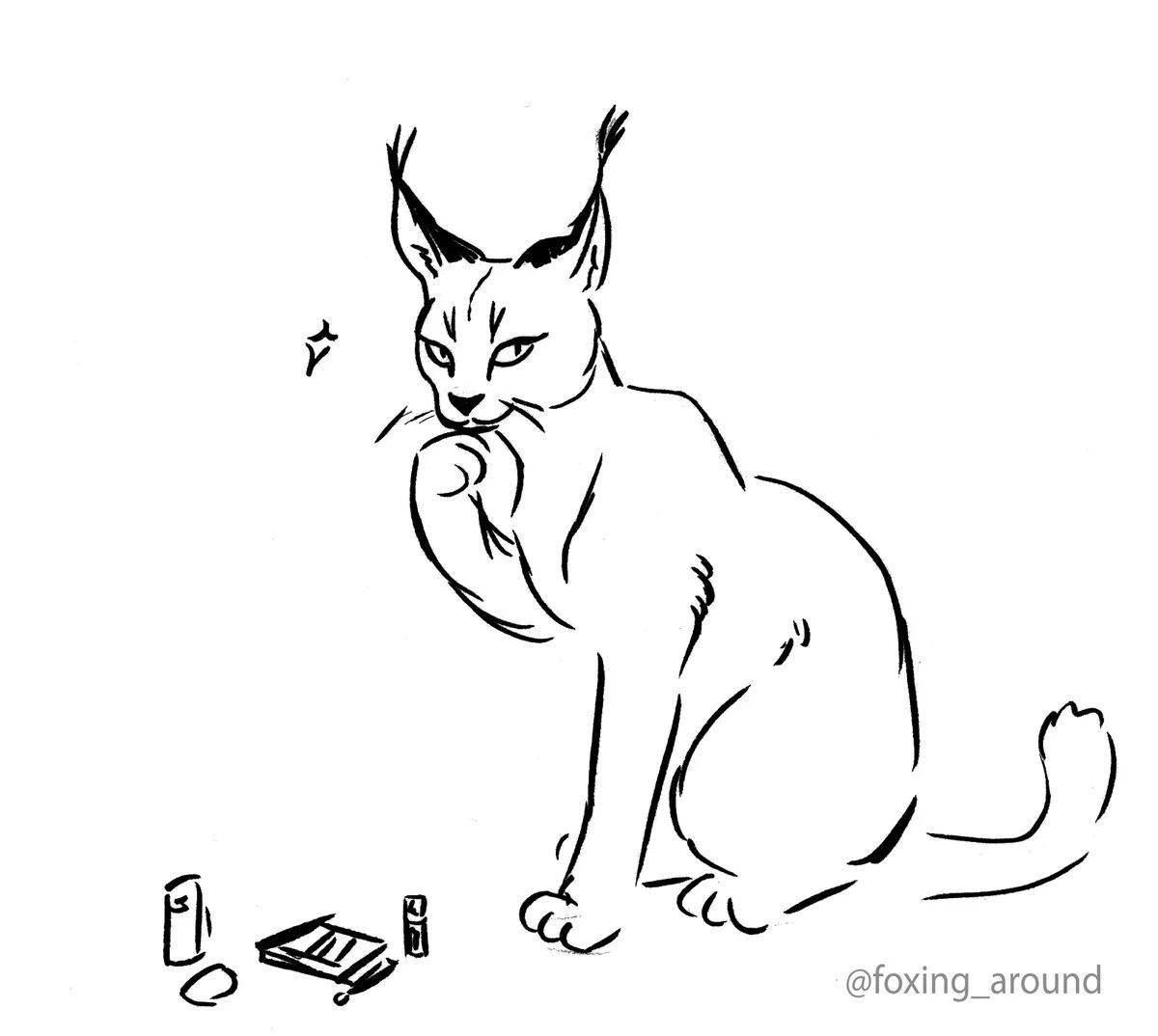 Adorable cane cat coloring page