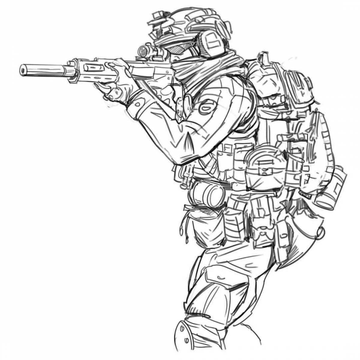 Coloring page powerful Russian special forces