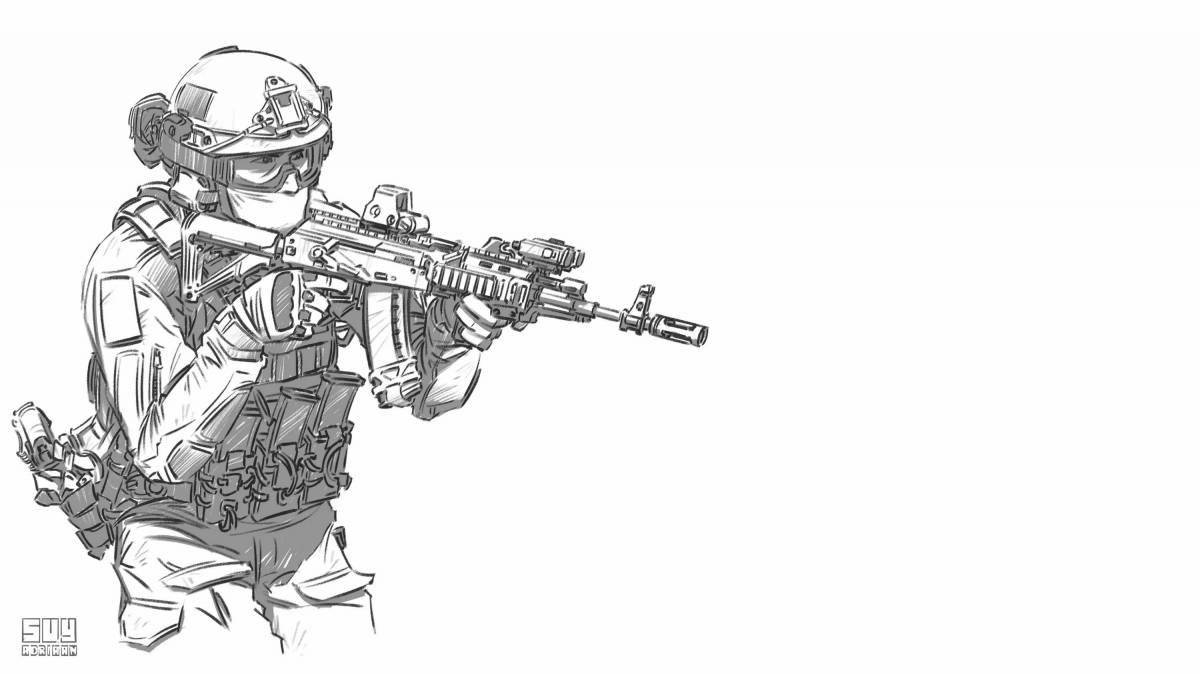 Coloring page brave Russian special forces