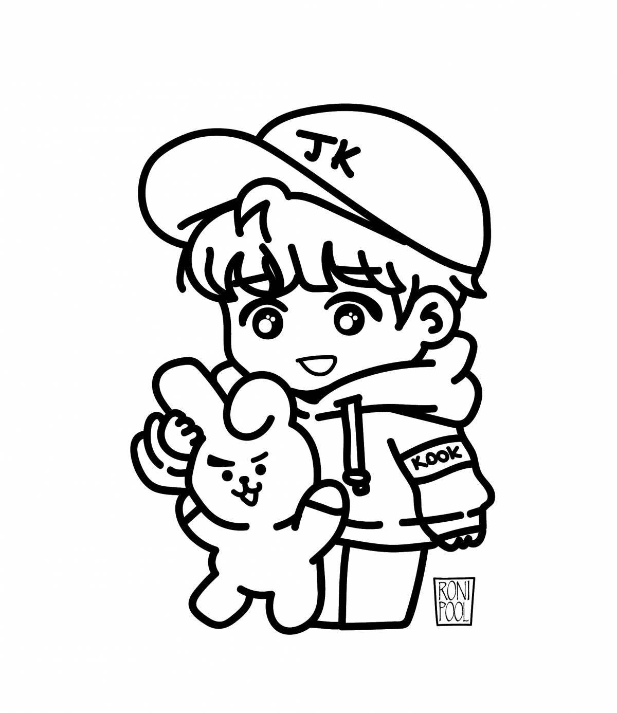 Colorful bts cartoon coloring page