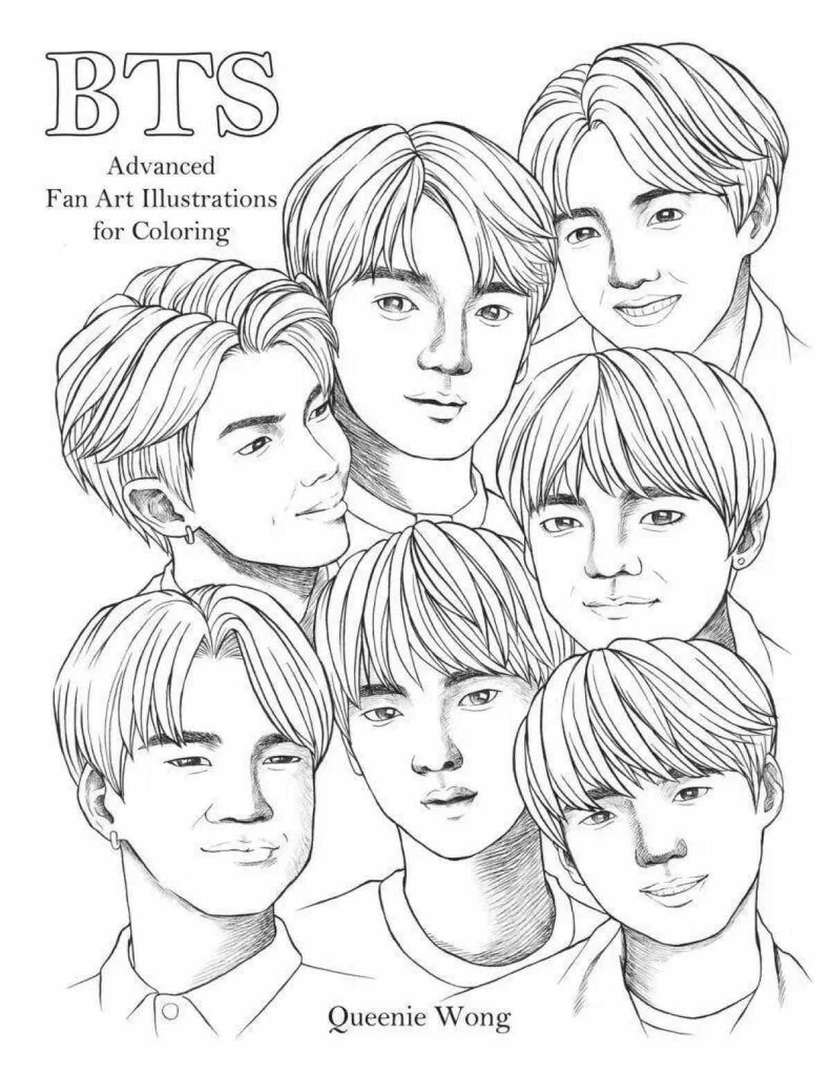 Tempting bts cartoon coloring page