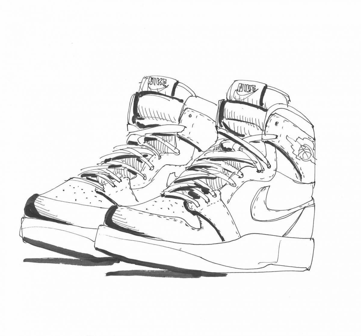 Анимированная страница раскраски кроссовок jordan
