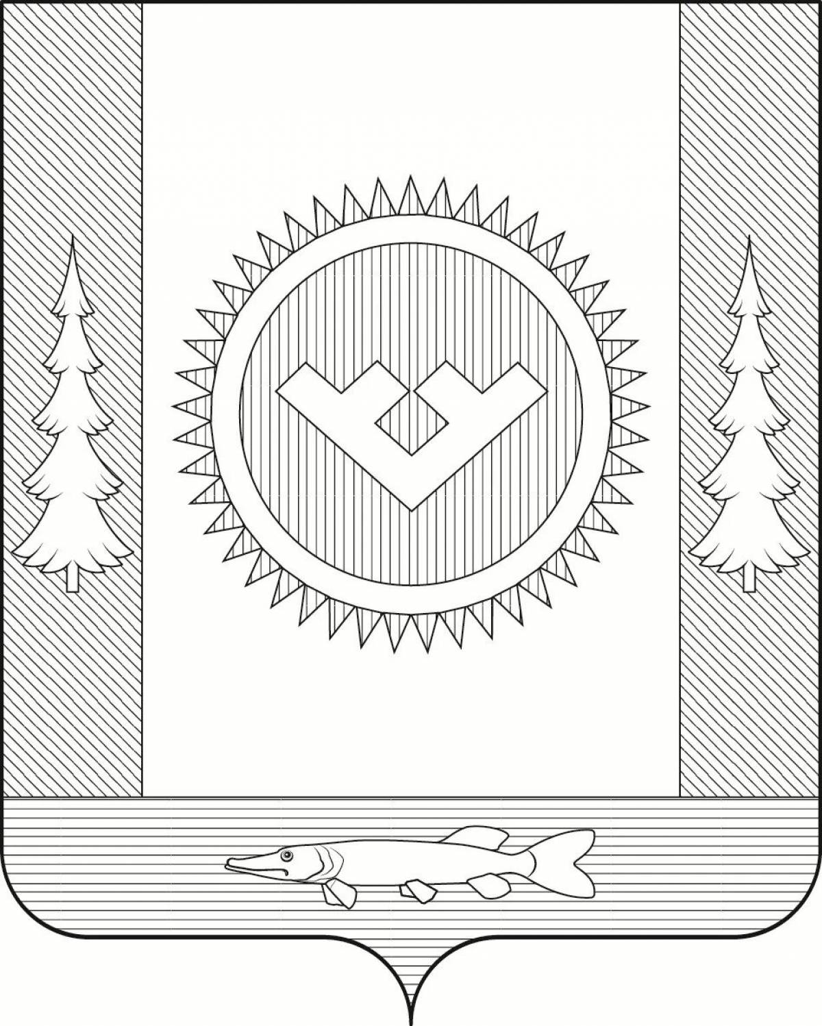 Bright coloring of the coat of arms of the mound