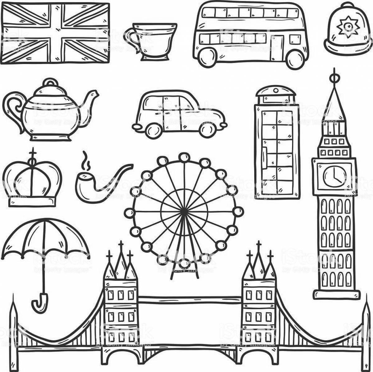 Dazzling coloring of the sights of England