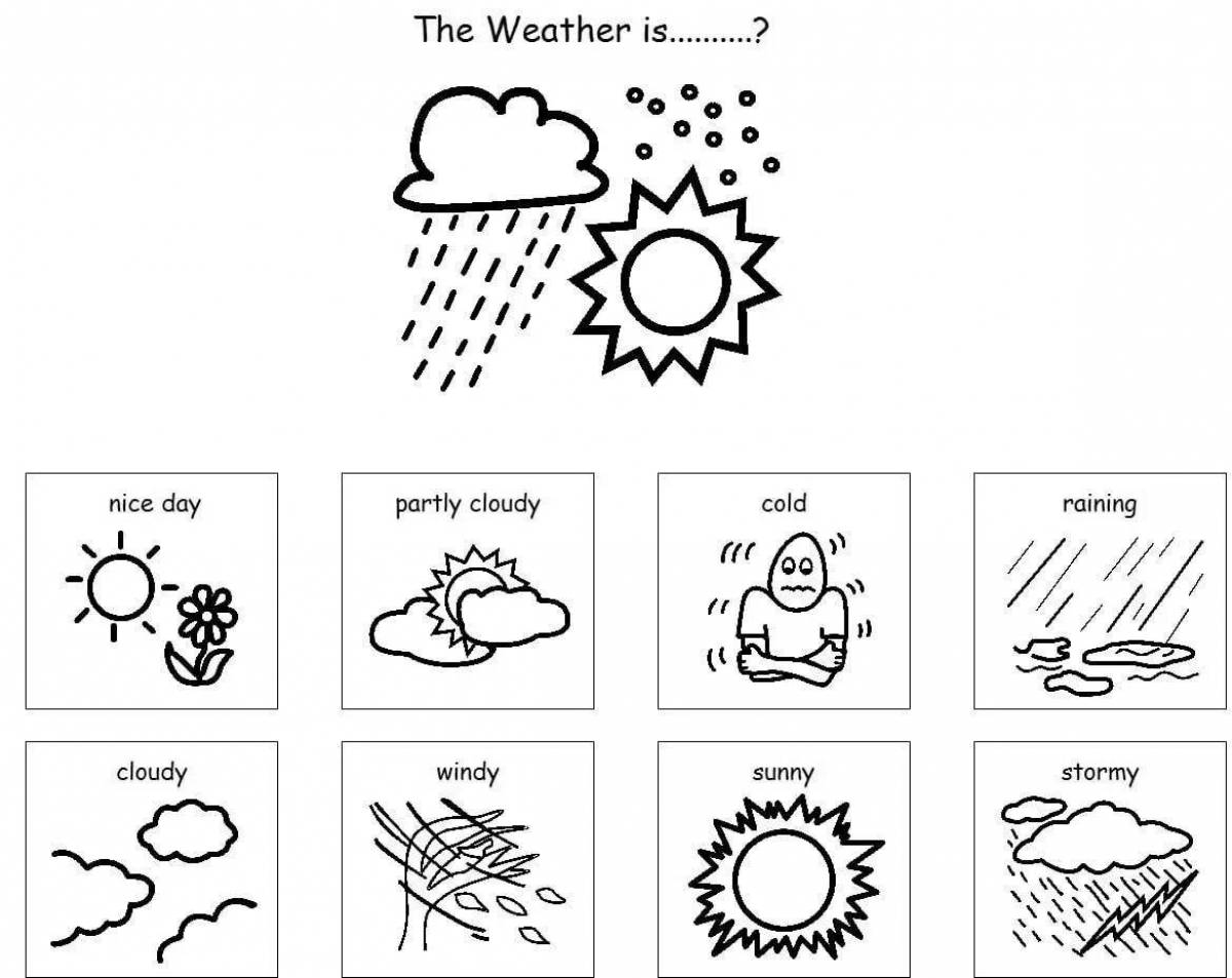 Colorful weather forecast coloring page