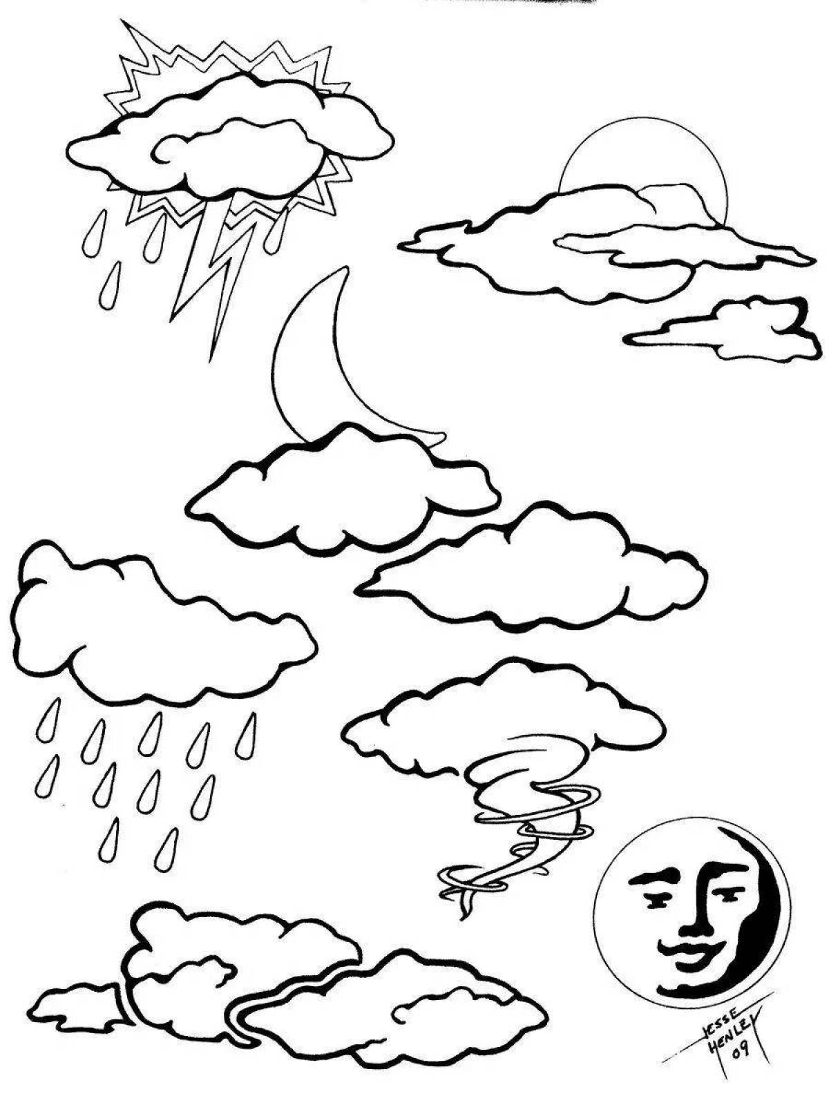 Playful weather forecast coloring page
