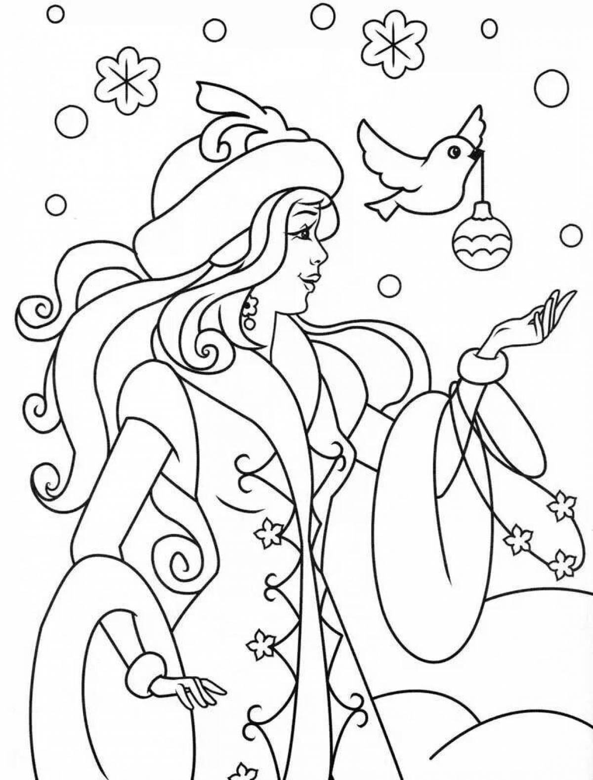 Awesome winter portrait coloring page