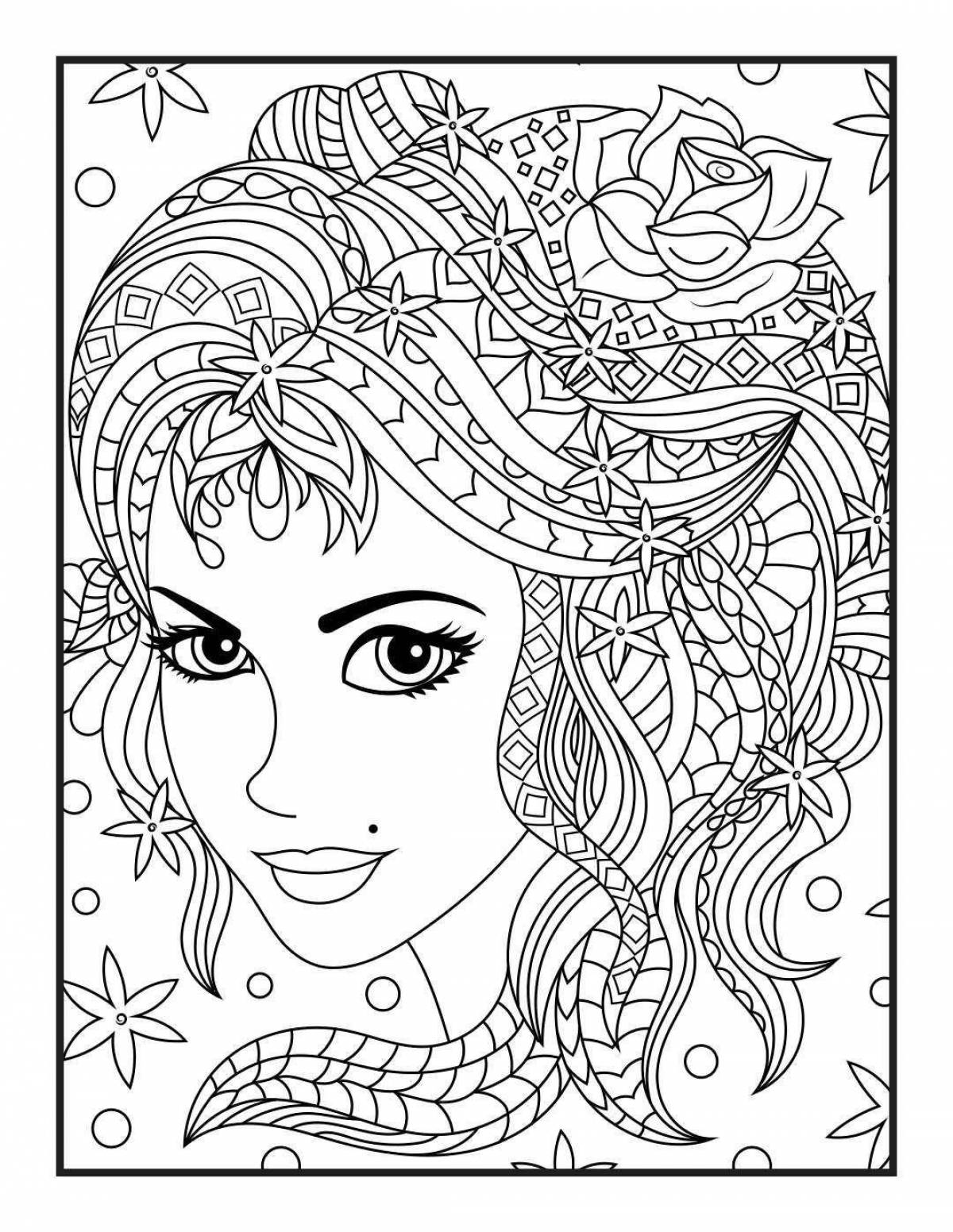 Coloring book shiny winter portrait